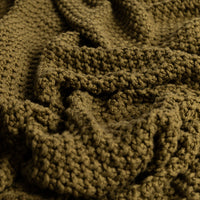 Moss Chunky Green Organic Cotton Knit Throw Blanket