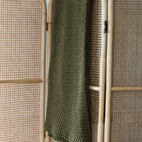 Moss Chunky Green Organic Cotton Knit Throw Blanket
