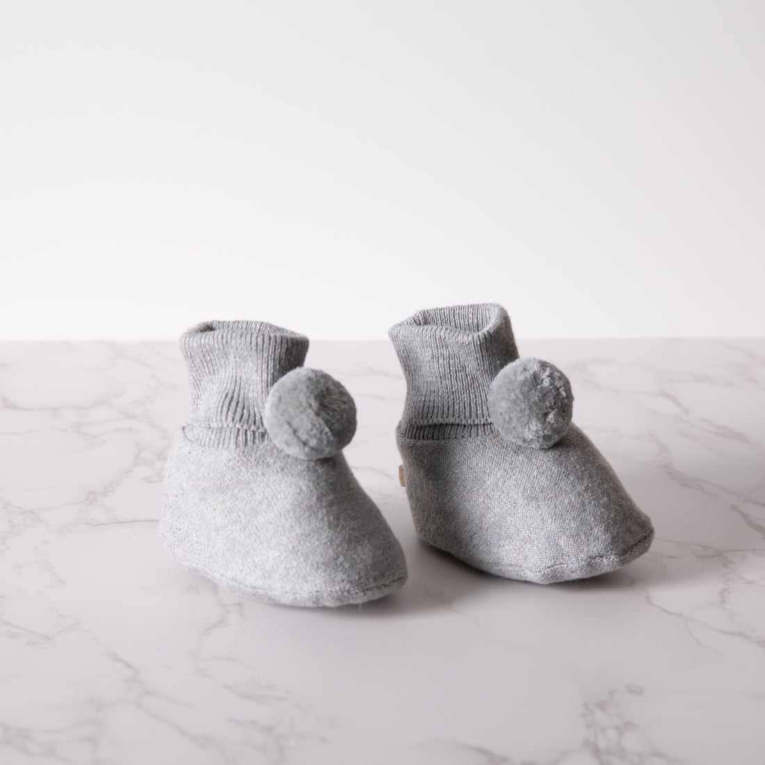 Pom Pom Baby Bootie Grey