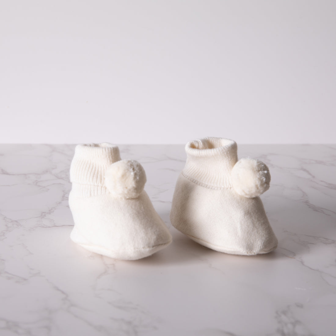 Pom Pom Baby Bootie Ivory