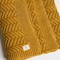 Washed Chevron Organic Cotton Knit Throw Blanket