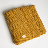 Washed Chevron Organic Cotton Knit Throw Blanket
