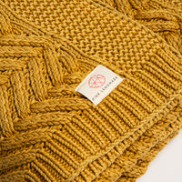 Washed Chevron Organic Cotton Knit Throw Blanket