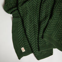 Washed Chevron Organic Cotton Knit Throw Blanket