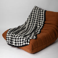 Houndstooth Organic Cotton Throw Blanket - Black/Natural