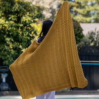 Washed Chevron Organic Cotton Knit Throw Blanket