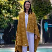 Washed Chevron Organic Cotton Knit Throw Blanket