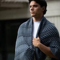 Washed Chevron Organic Cotton Knit Throw Blanket
