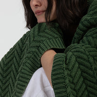 Washed Chevron Organic Cotton Knit Throw Blanket