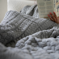 Double Cable Organic Cotton Throw Blanket