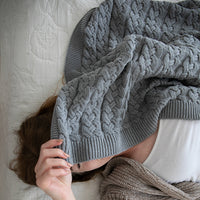 Double Cable Organic Cotton Throw Blanket