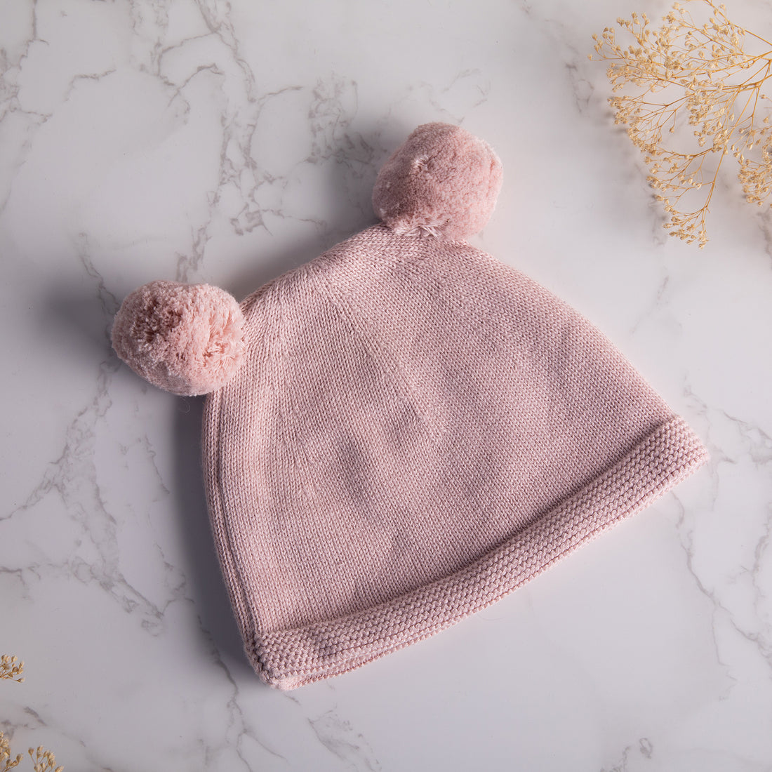 Pom Pom Baby Beanie Pink