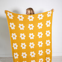 Thick Thin Flowers Organic Cotton Throw Blanket