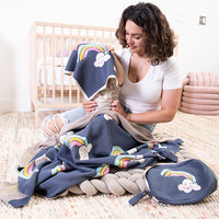 Rainbow Smiles Organic Cotton Baby Blanket and Burp Cloth Set