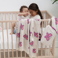 Butterfly Organic Cotton Baby Blanket and Burp Cloth Set