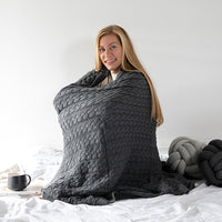 Double Cable Organic Cotton Throw Blanket