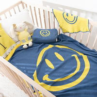 Smiley Organic Cotton Baby Blanket and Burp Cloth Set