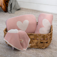 Heart Organic Cotton Baby Blanket and Burp Cloth Set