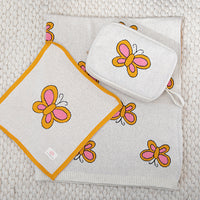 Butterfly Organic Cotton Baby Blanket and Burp Cloth Set
