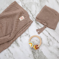 Panache Infant Baby Blanket Bonnet Set - Stone