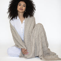 Double Cable Organic Cotton Throw Blanket