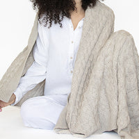 Double Cable Organic Cotton Throw Blanket