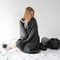 Double Cable Organic Cotton Throw Blanket