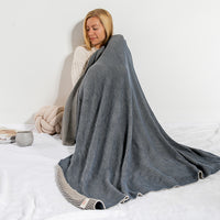 Ribbed Organic Cotton Knit Throw Blanket