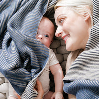 Ribbed Organic Cotton Knit Throw Blanket