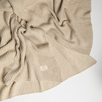 Ribbed Organic Cotton Knit Throw Blanket