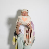 Blush Hearts Organic Cotton Travel Blanket and Eye Mask Set