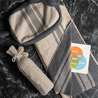 Stripe Organic Cotton Travel Blanket and Eye Mask Set