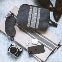 Stripe Organic Cotton Travel Blanket and Eye Mask Set