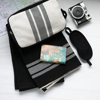 Stripe Organic Cotton Travel Blanket and Eye Mask Set