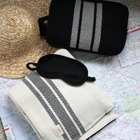 Stripe Organic Cotton Travel Blanket and Eye Mask Set