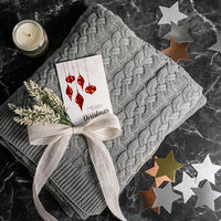 Double Cable Organic Cotton Throw Blanket