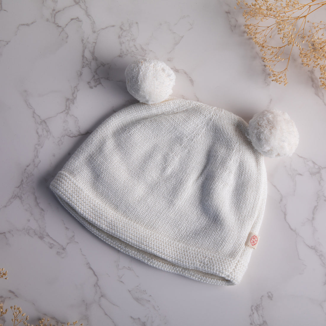 Pom Pom Baby Beanie Ivory