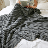Washed Chevron Organic Cotton Knit Throw Blanket