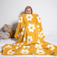 Thick Thin Flowers Organic Cotton Throw Blanket