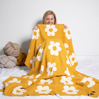 Thick Thin Flowers Organic Cotton Knit Throw Blanket