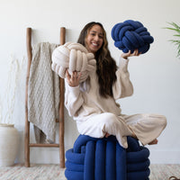Knotted pouf - Large - - Federal blue mel