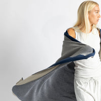 Eka Stipple Navy Organic Cotton Knit Throw Blanket