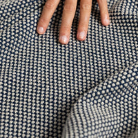 Eka Stipple Navy Organic Cotton Knit Throw Blanket