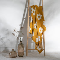 Thick Thin Flowers Organic Cotton Knit Throw Blanket