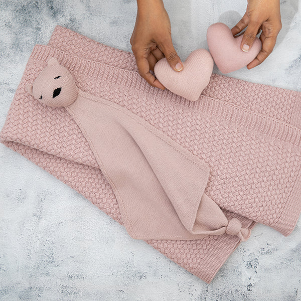 Criss Cross Organic Cotton Baby Blanket and Lovie Set – Pink Lemonade
