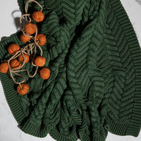 Washed Chevron Organic Cotton Knit Throw Blanket