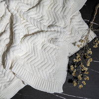 Washed Chevron Organic Cotton Knit Throw Blanket