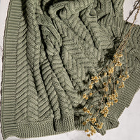 Washed Chevron Organic Cotton Knit Throw Blanket