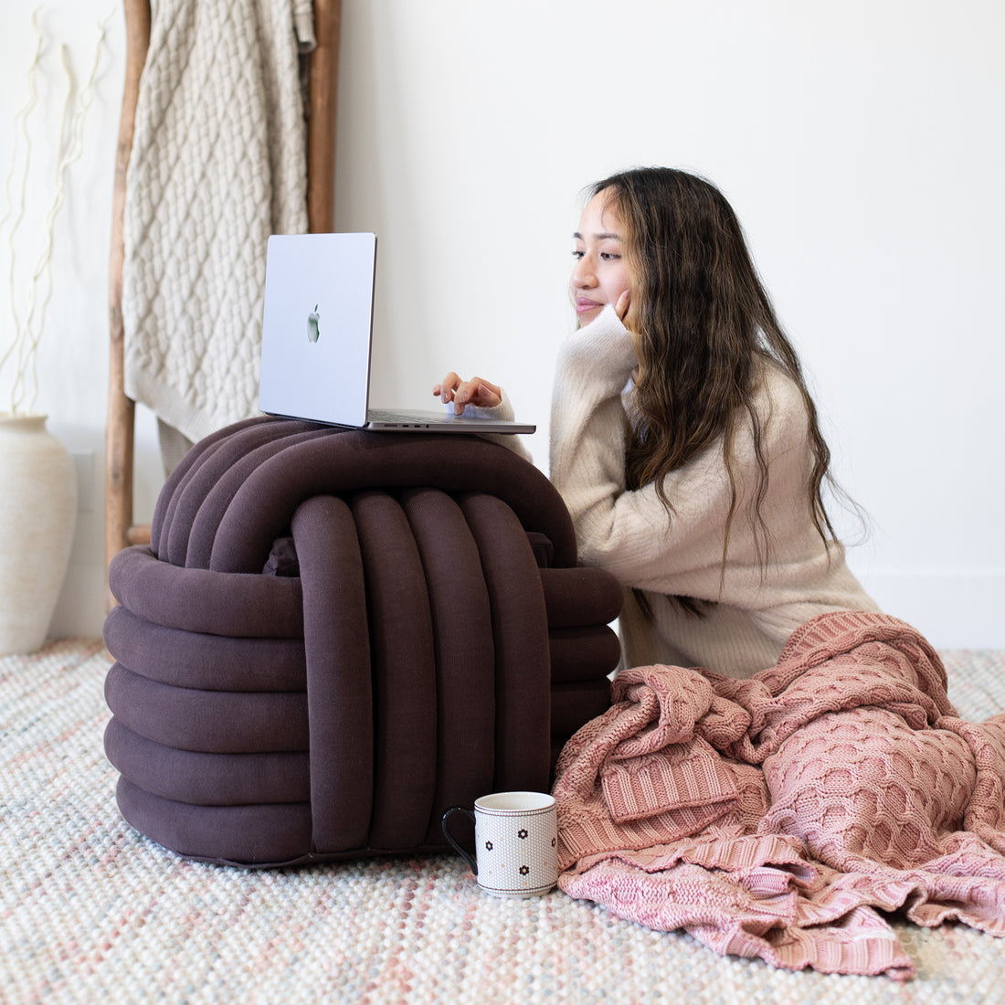 Knotted pouf - Large - Hazelnut