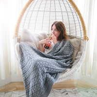 Double Cable Organic Cotton Throw Blanket